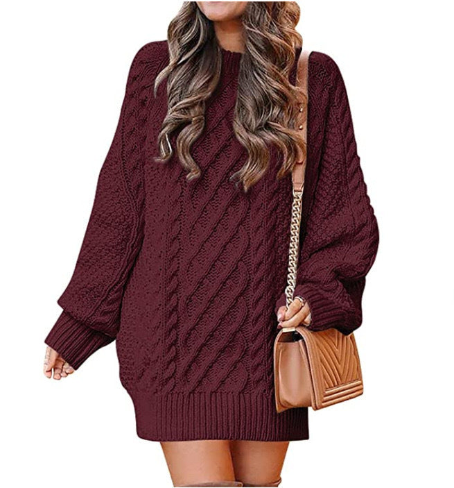 Pull robe en tricot torsadé