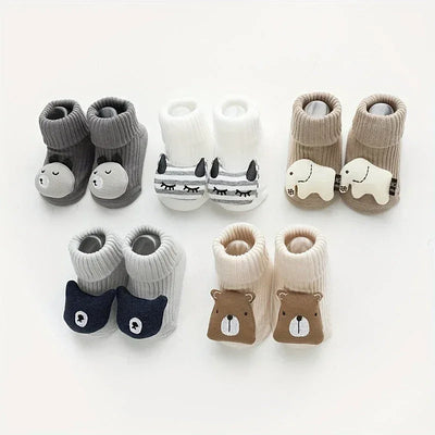 Chaussettes pour bébé avec pompom animaux