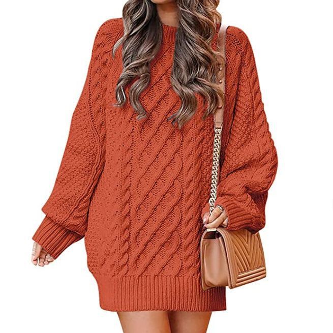 Pull robe en tricot torsadé