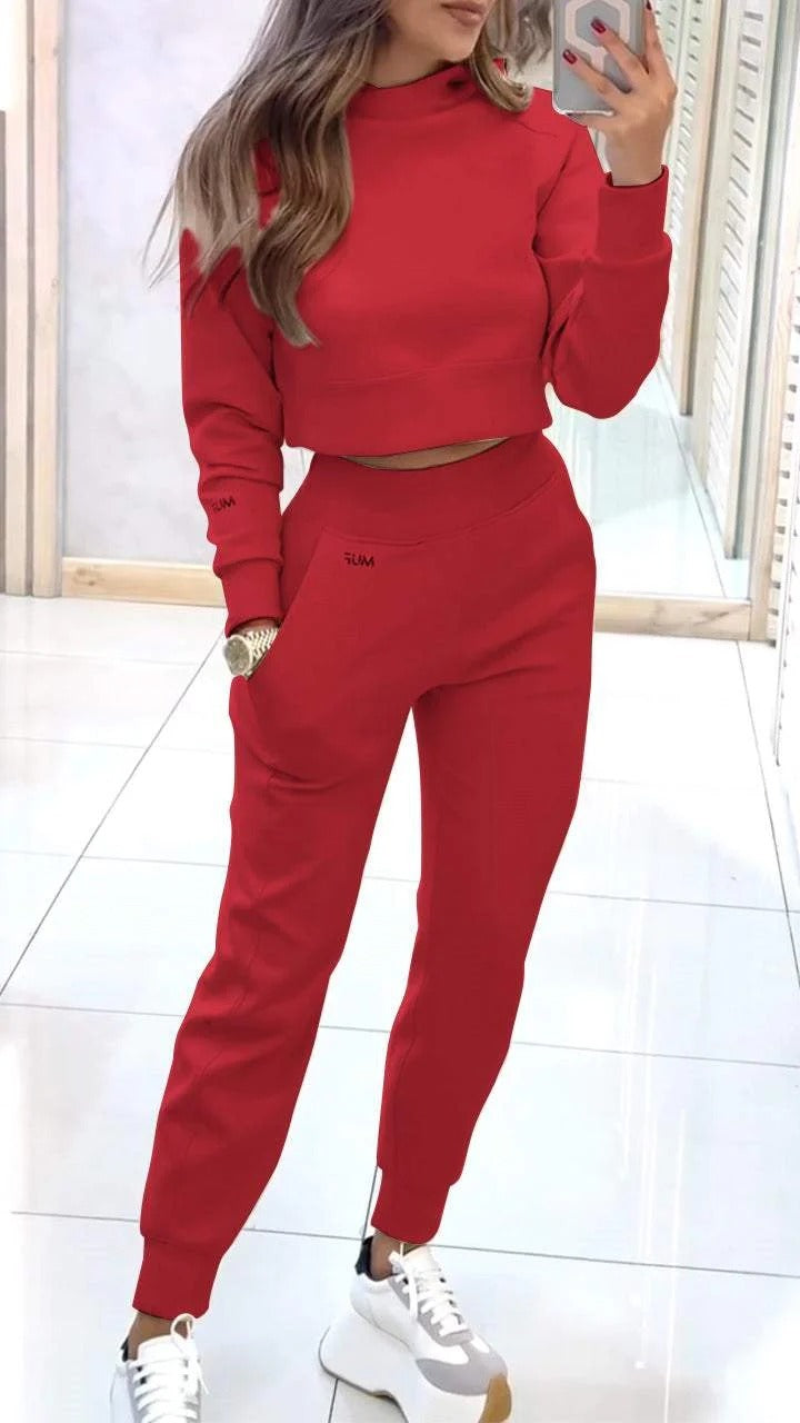 Ensemble de sport haut court et pantalon slim avec poches pour femme