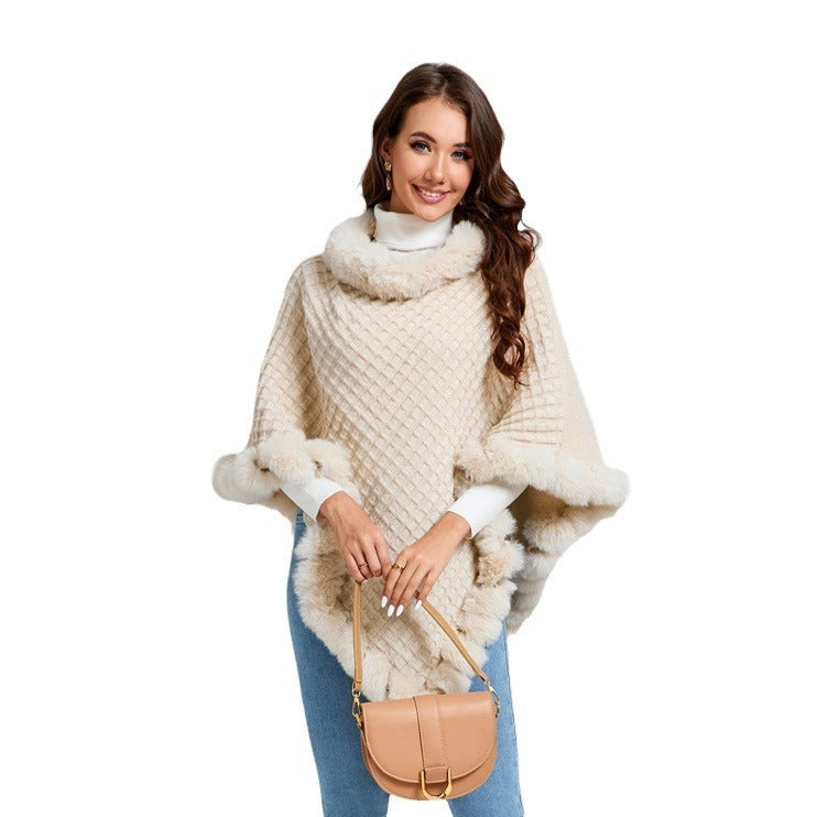 Poncho avec garniture en fourriure