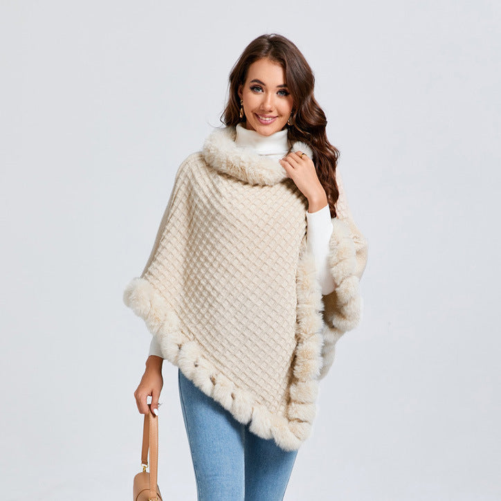 Poncho avec garniture en fourriure