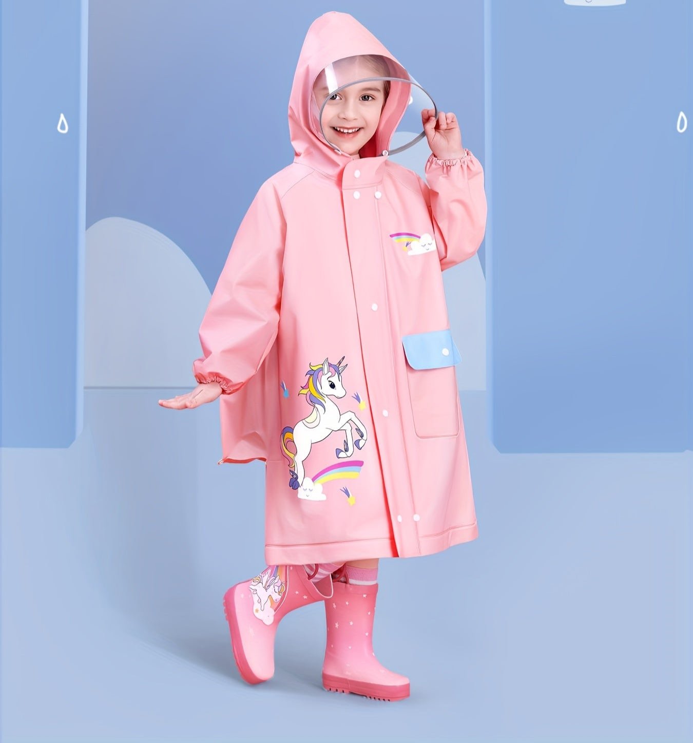 Imperméable à capuche avec couverture de cartable enfant