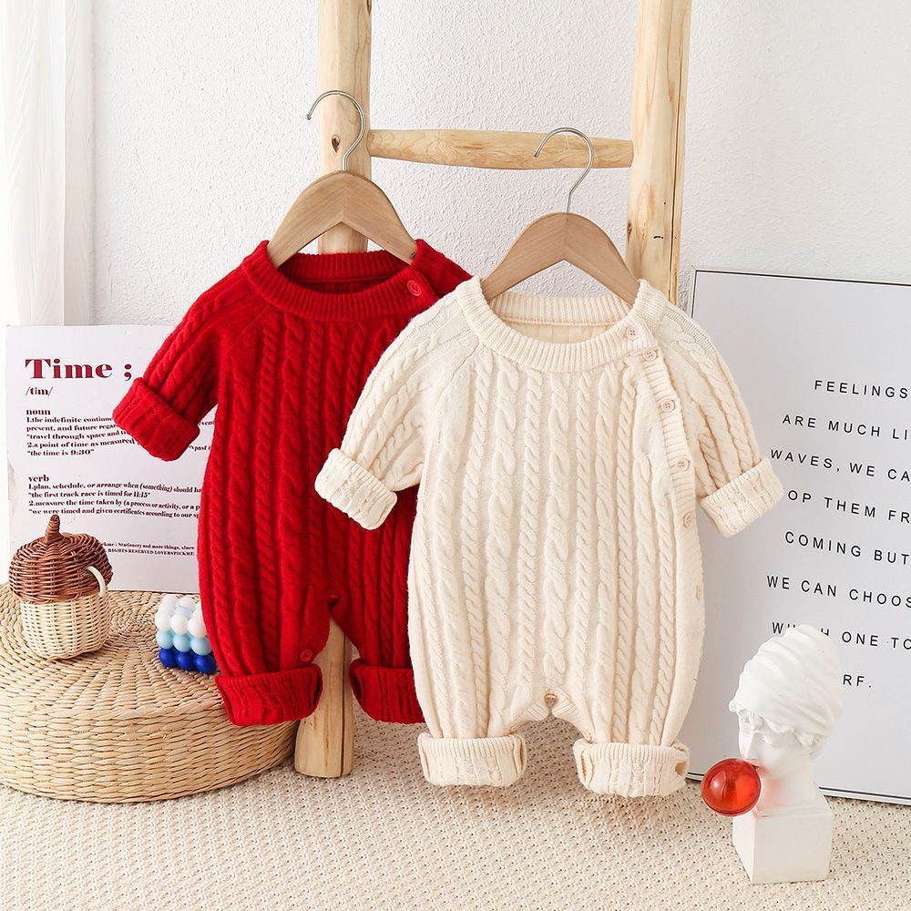 Combinaison pull tricoté bébé - Motif torsades