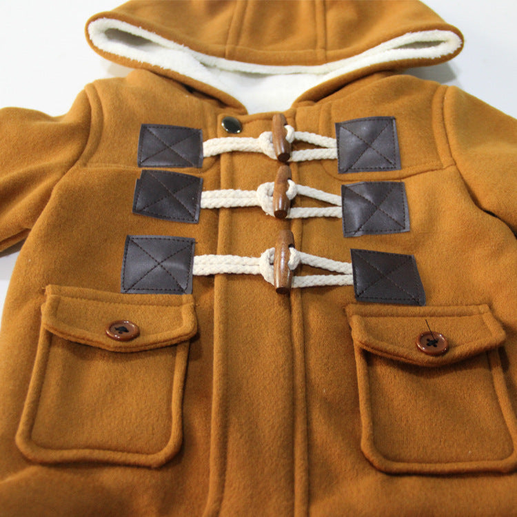 Manteau boutonné à capuche pour garçon