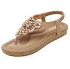 Sandales d'été femme motif floral à strass