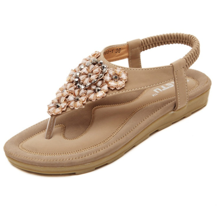 Sandales d'été femme motif floral à strass