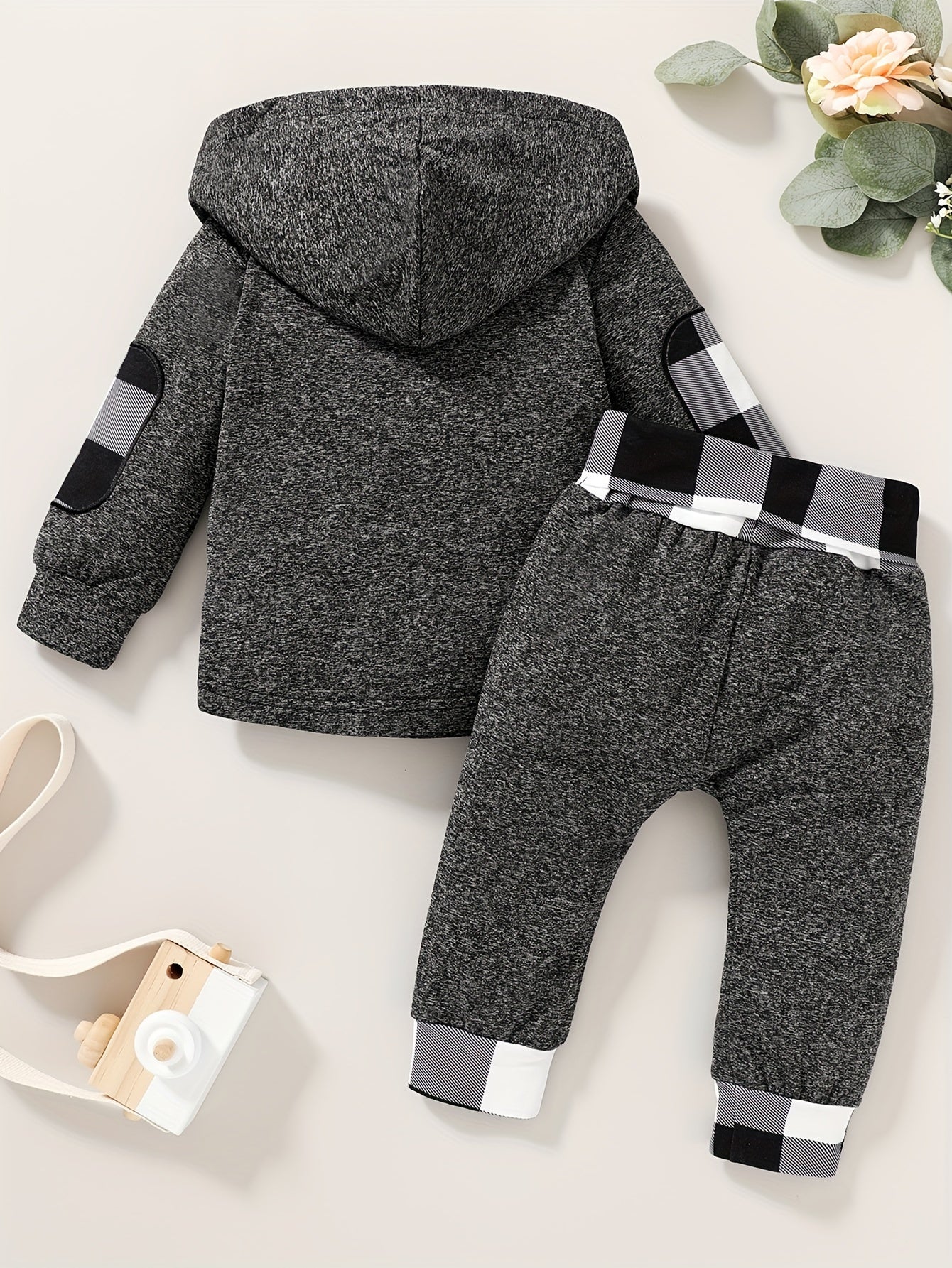 Ensemble sweat à capuche à motif écossais et pantalon bébé