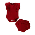 Ensemble short et haut à manches volantées bébé fille