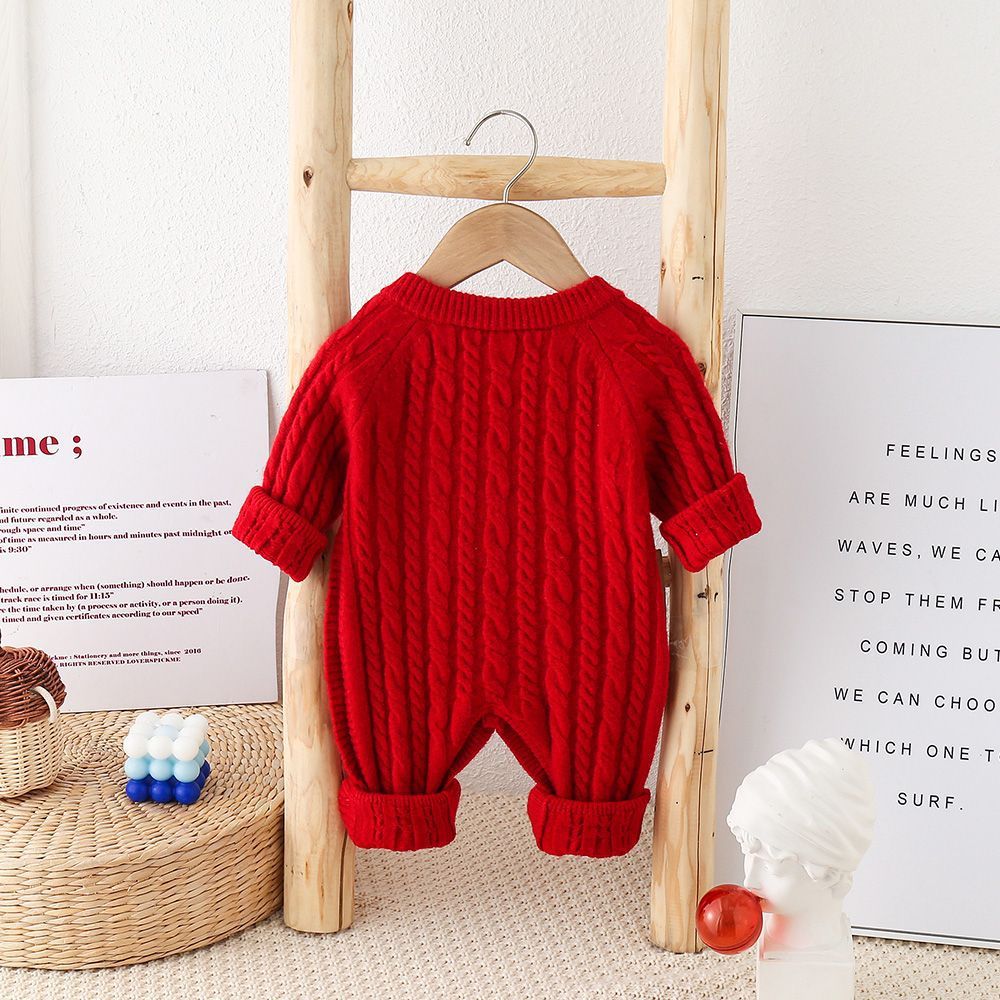 Combinaison pull tricoté bébé - Motif torsades
