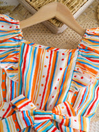 Combinaison sans manches à volants rayés pour filles dans le style bohème