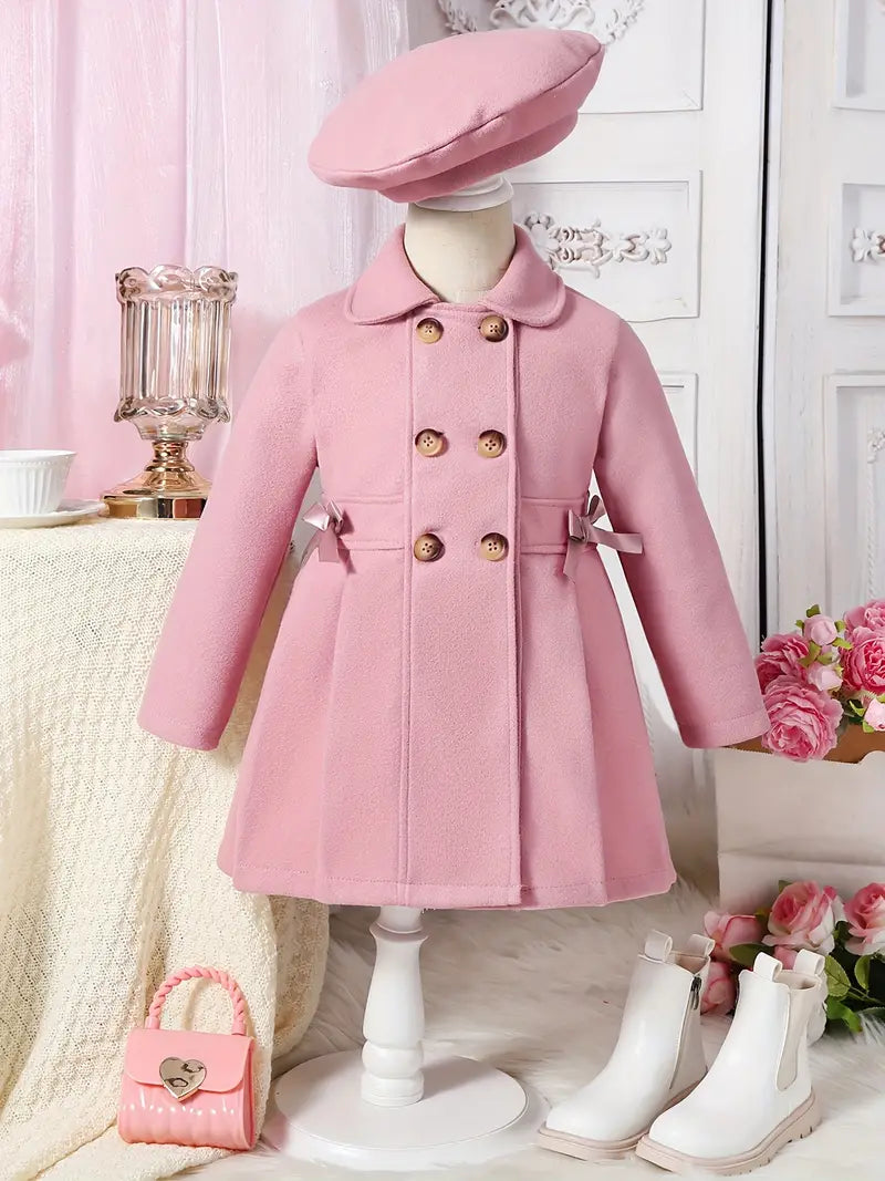 Manteau double boutonnage avec béret pour fille