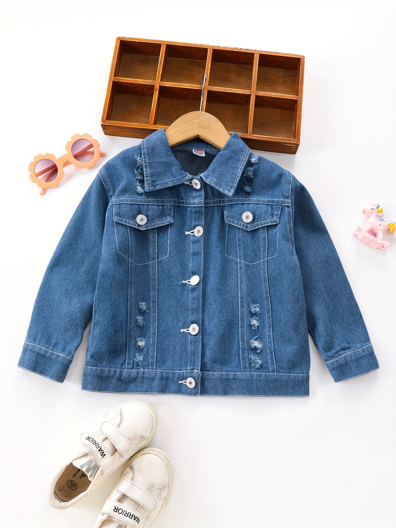 Veste en denim pour fille avec imprimé licorne