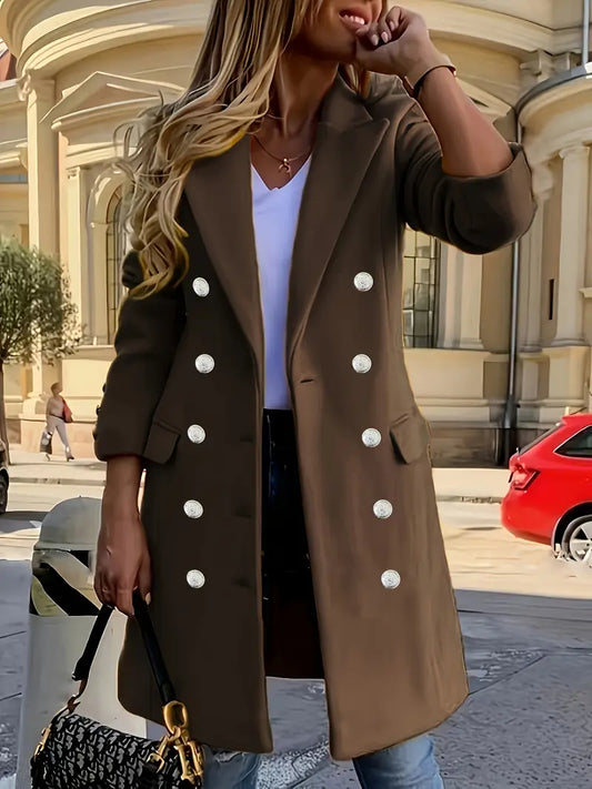 Manteau femme à col cranté double boutonnage