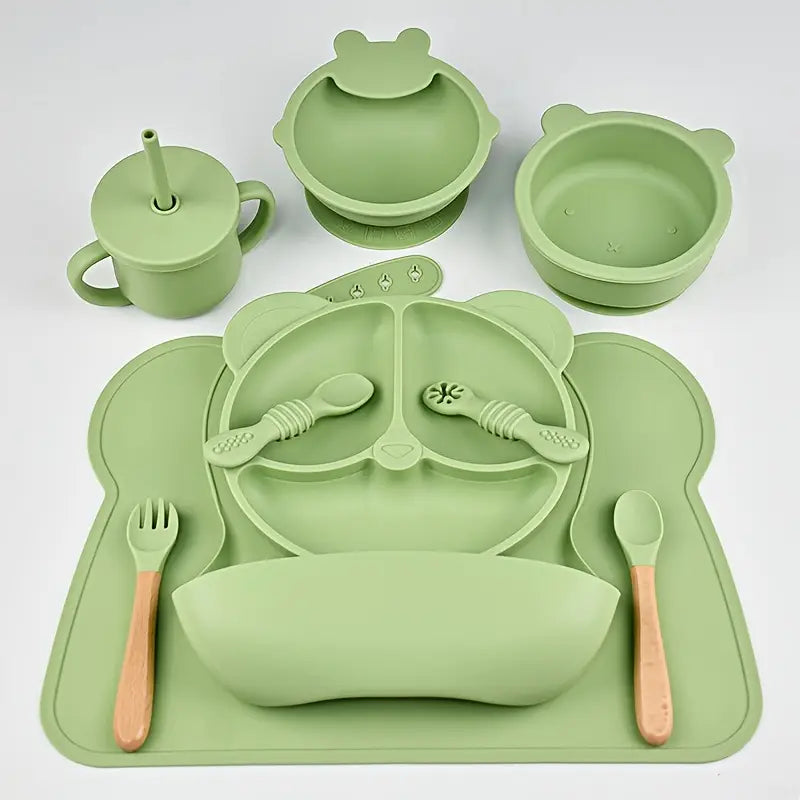 Ensemble 10 pcs de couverts en silicone pour bébé