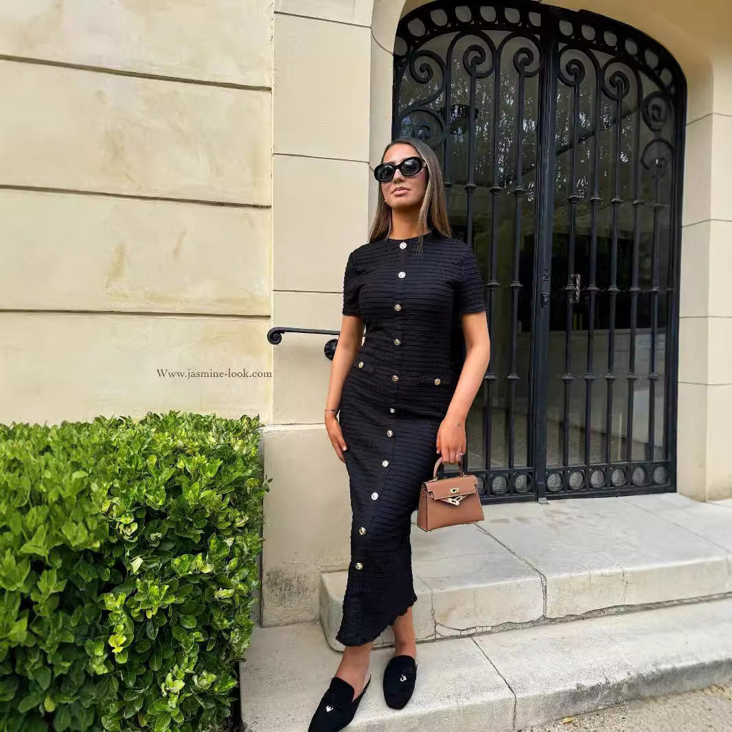 Robe en maille boutonnée