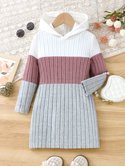 Robe à capuche color block pour filles