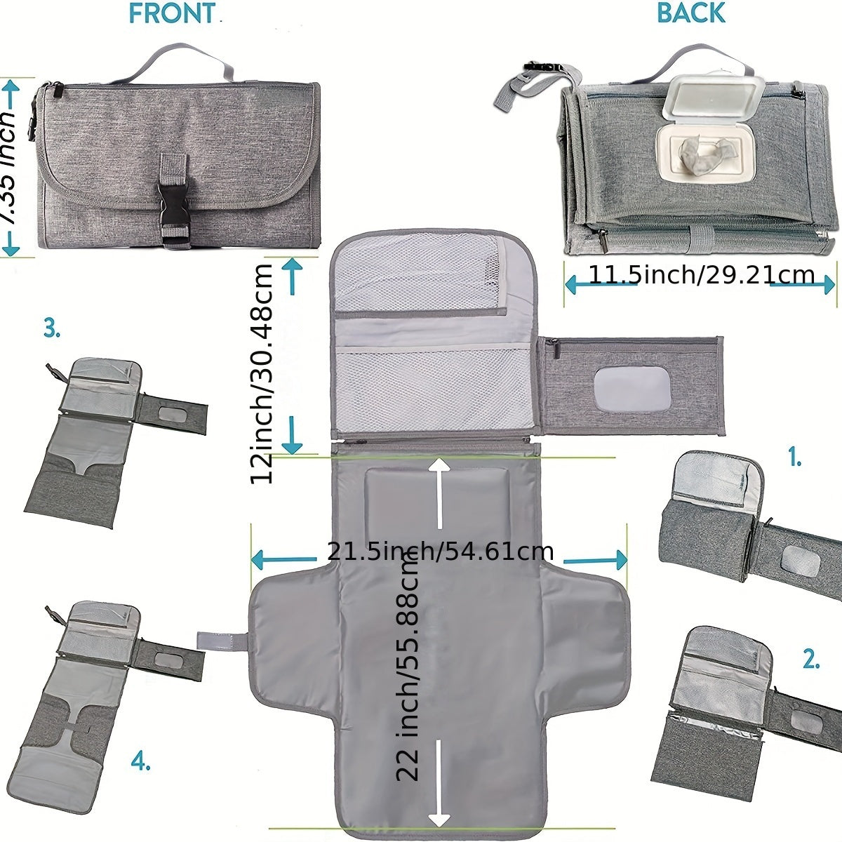 Tapis à langer pratique avec rangement intégré