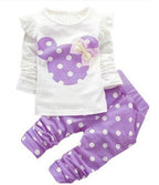 Ensemble fille pantalon et t-shirt motif gros pois