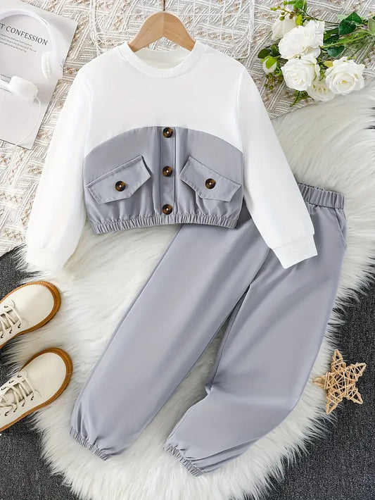 Ensemble pantalon jogging et haut manches longues pour fille