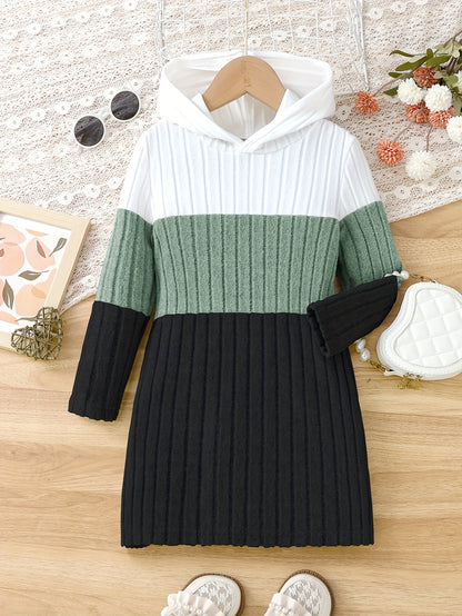 Robe à capuche color block pour filles