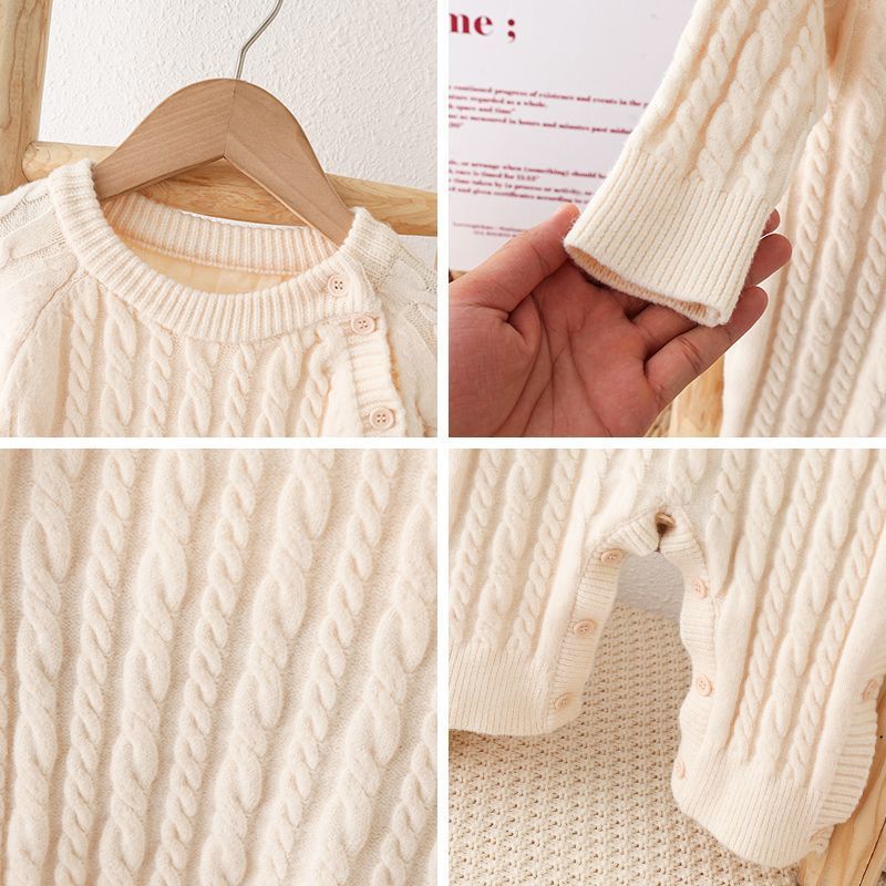 Combinaison pull tricoté bébé - Motif torsades