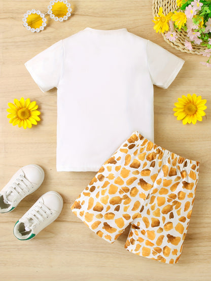 Tenue d'été 2 pièces Girafe pour filles