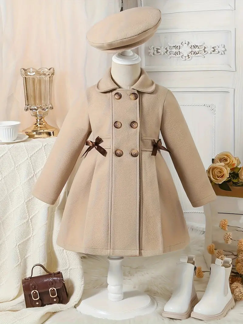 Manteau double boutonnage avec béret pour fille