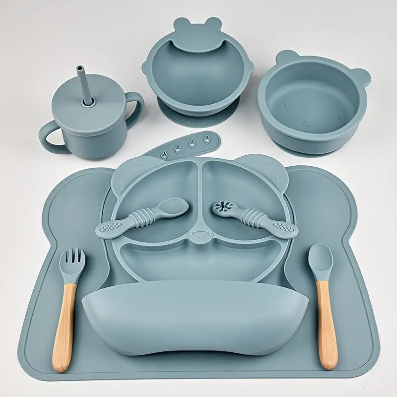 Ensemble 10 pcs de couverts en silicone pour bébé