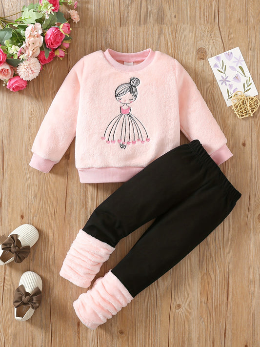 Ensemble legging et pull en fourrure pour fille