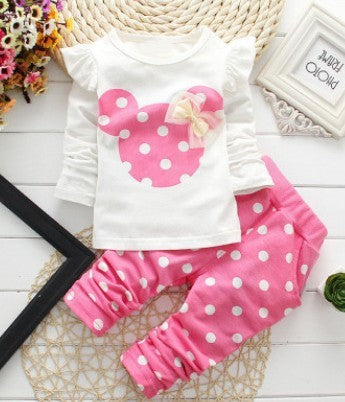 Ensemble fille pantalon et t-shirt motif gros pois