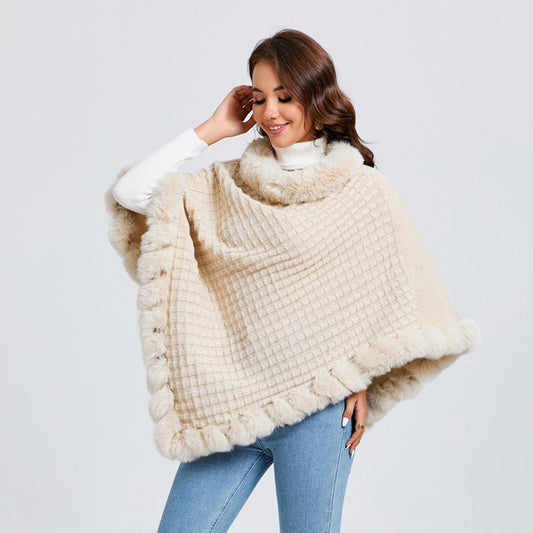 Poncho avec garniture en fourriure