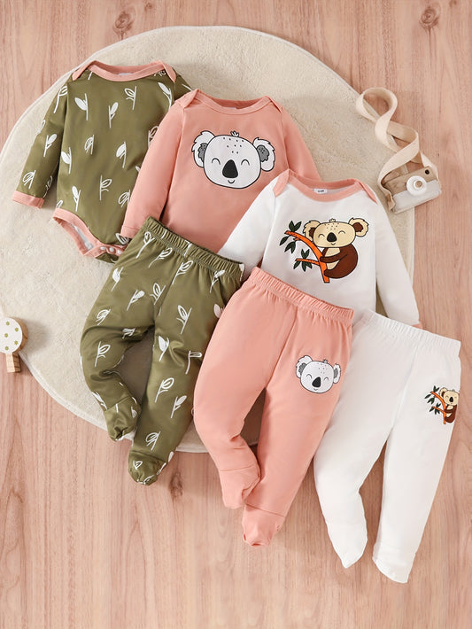 3 ensembles de body pour fille en coton + pantalons