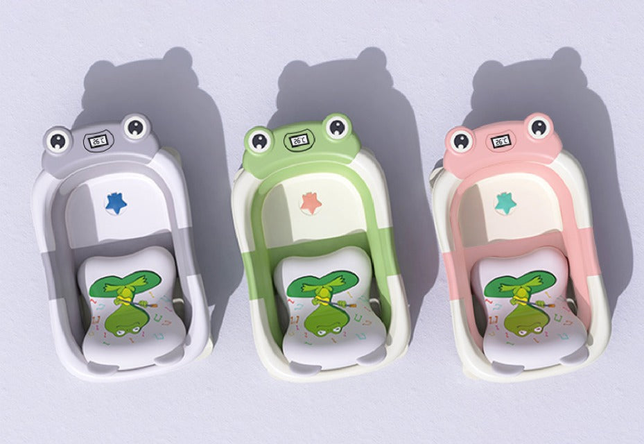 Baignoire bébé pliable Grenouille avec coussin de bain 