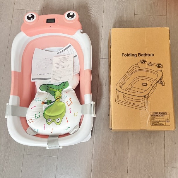 Baignoire bébé pliable Grenouille avec coussin de bain 
