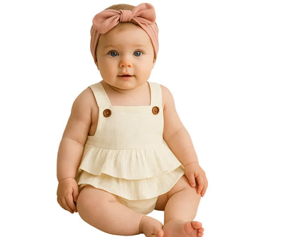Salopette bébé à volants en gaze de coton