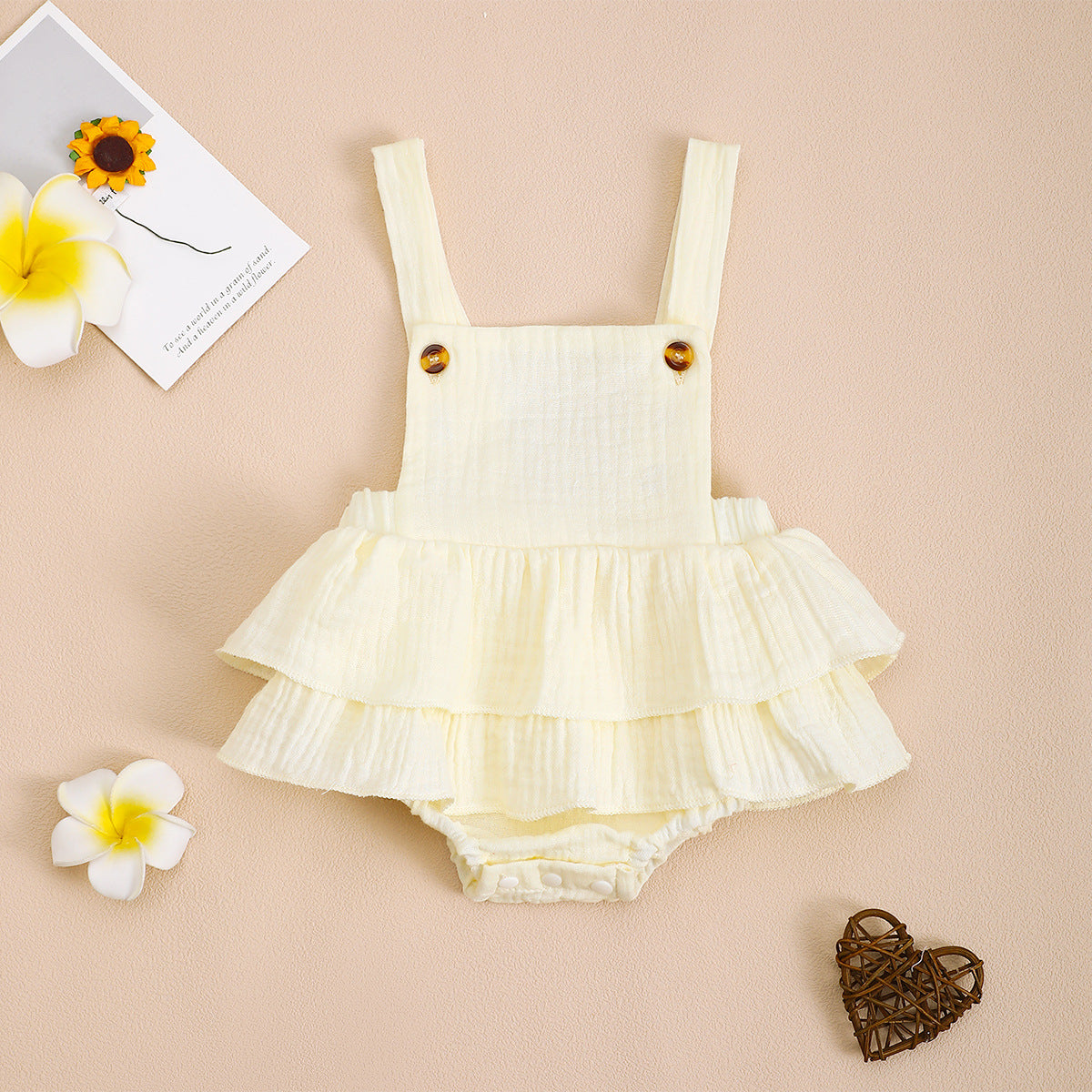 Body à bretelles en gaze de coton pour bébé fille