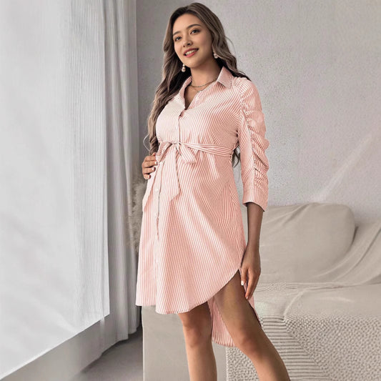Chemise robe rayée pour femme enceinte
