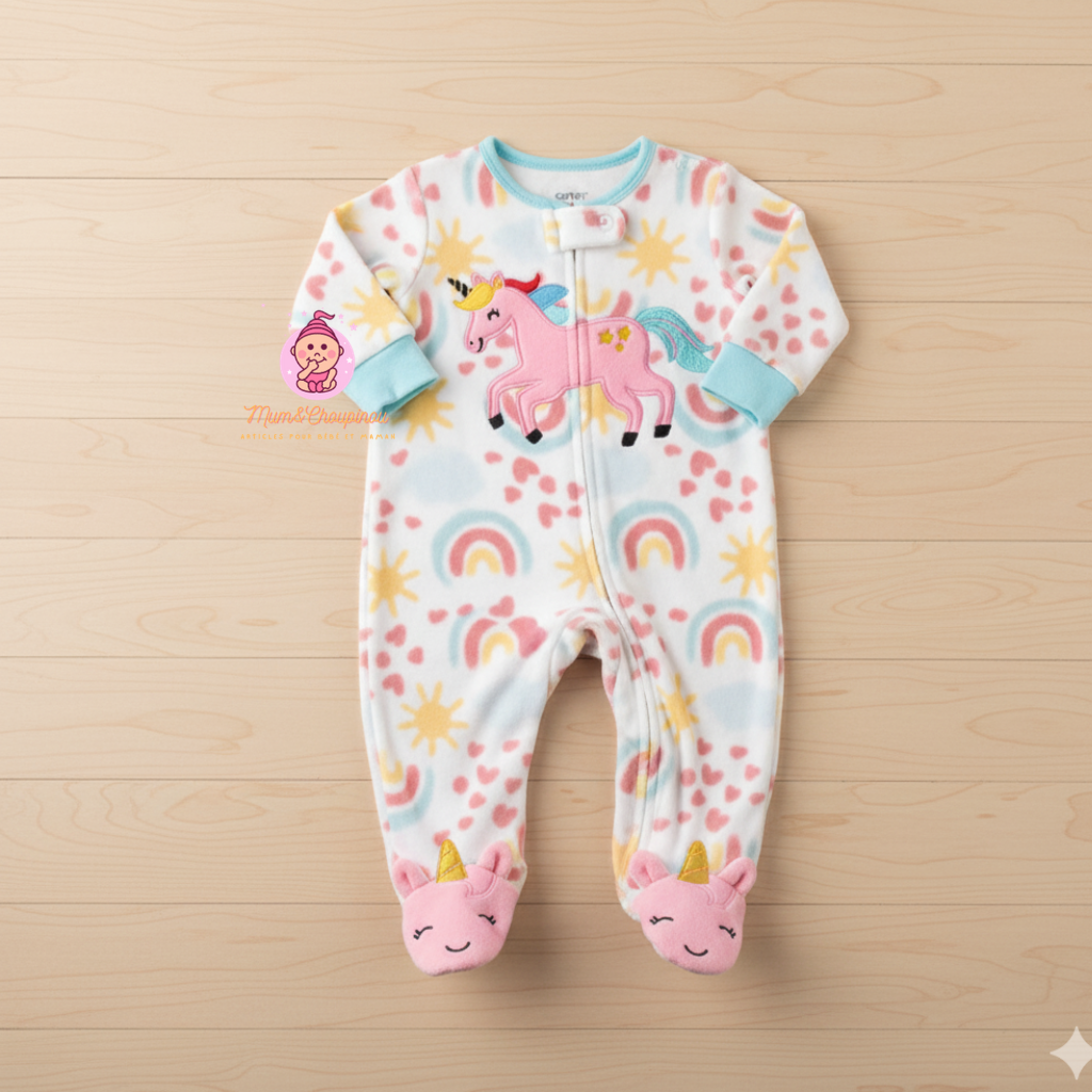 Grenouillère fille manches longues à pieds