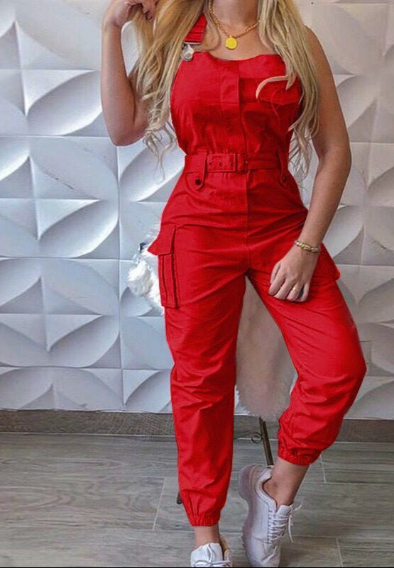 Combinaison cargo à poches pour femme