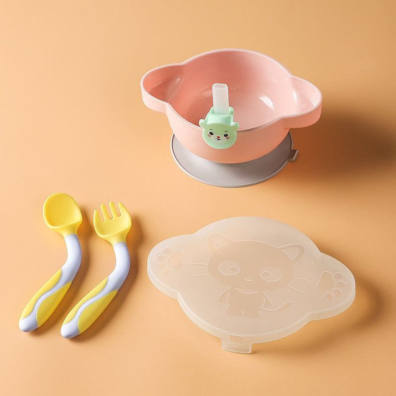 Ensemble bol à ventouse et couverts 