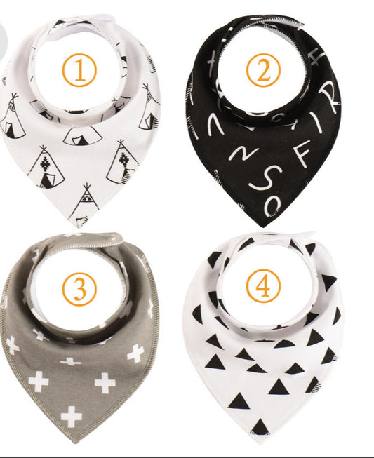 Lot de 4 bavoirs bandana pour bébé