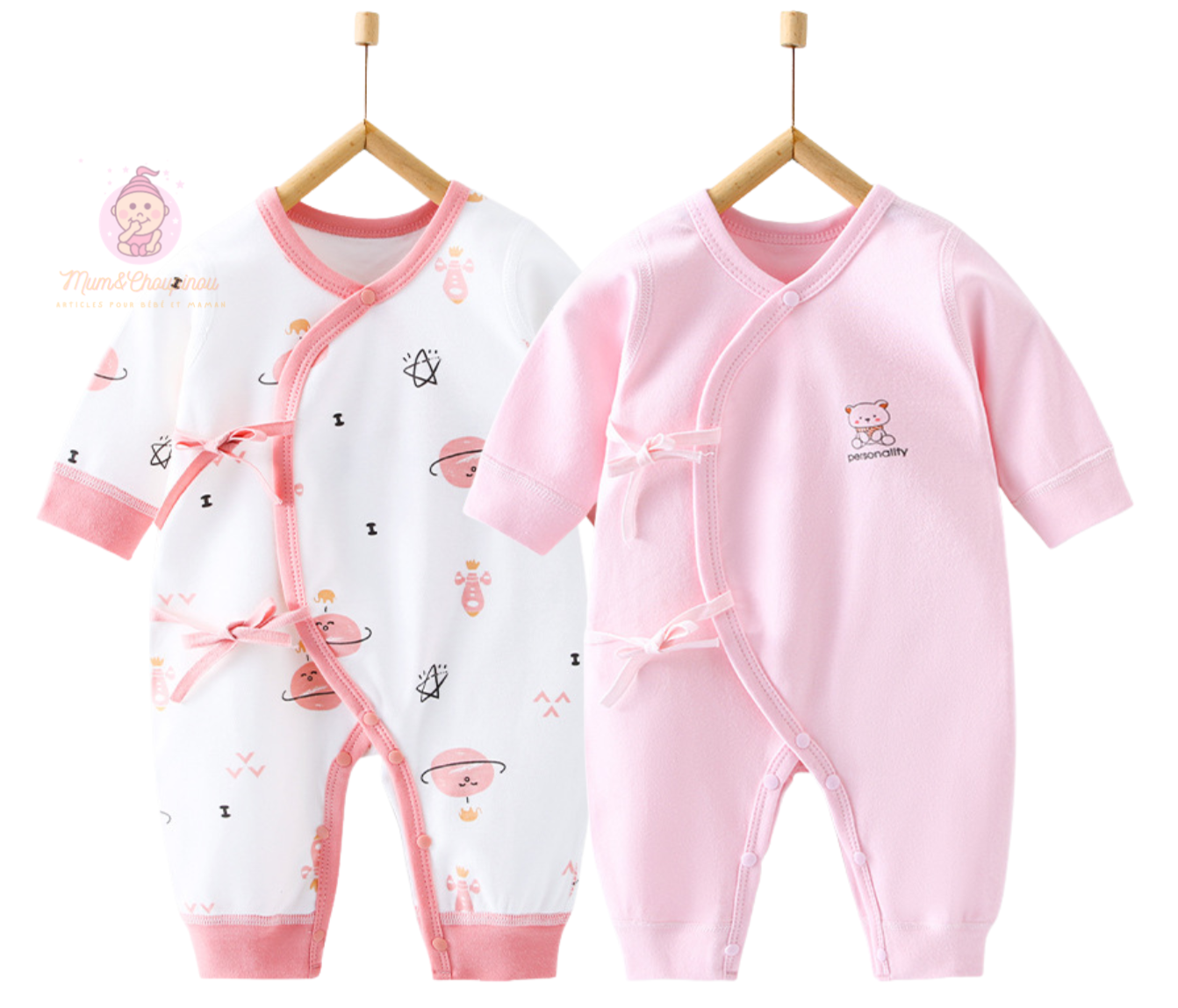 Lot de 2 grenouillères bébé croisés