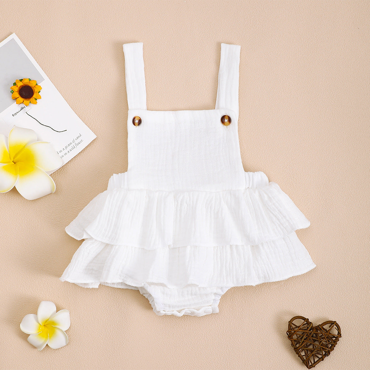 Body à bretelles en gaze de coton pour bébé fille