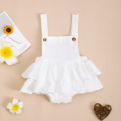 Body à bretelles en gaze de coton pour bébé fille