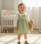 Robe bébé fille à carreaux verts