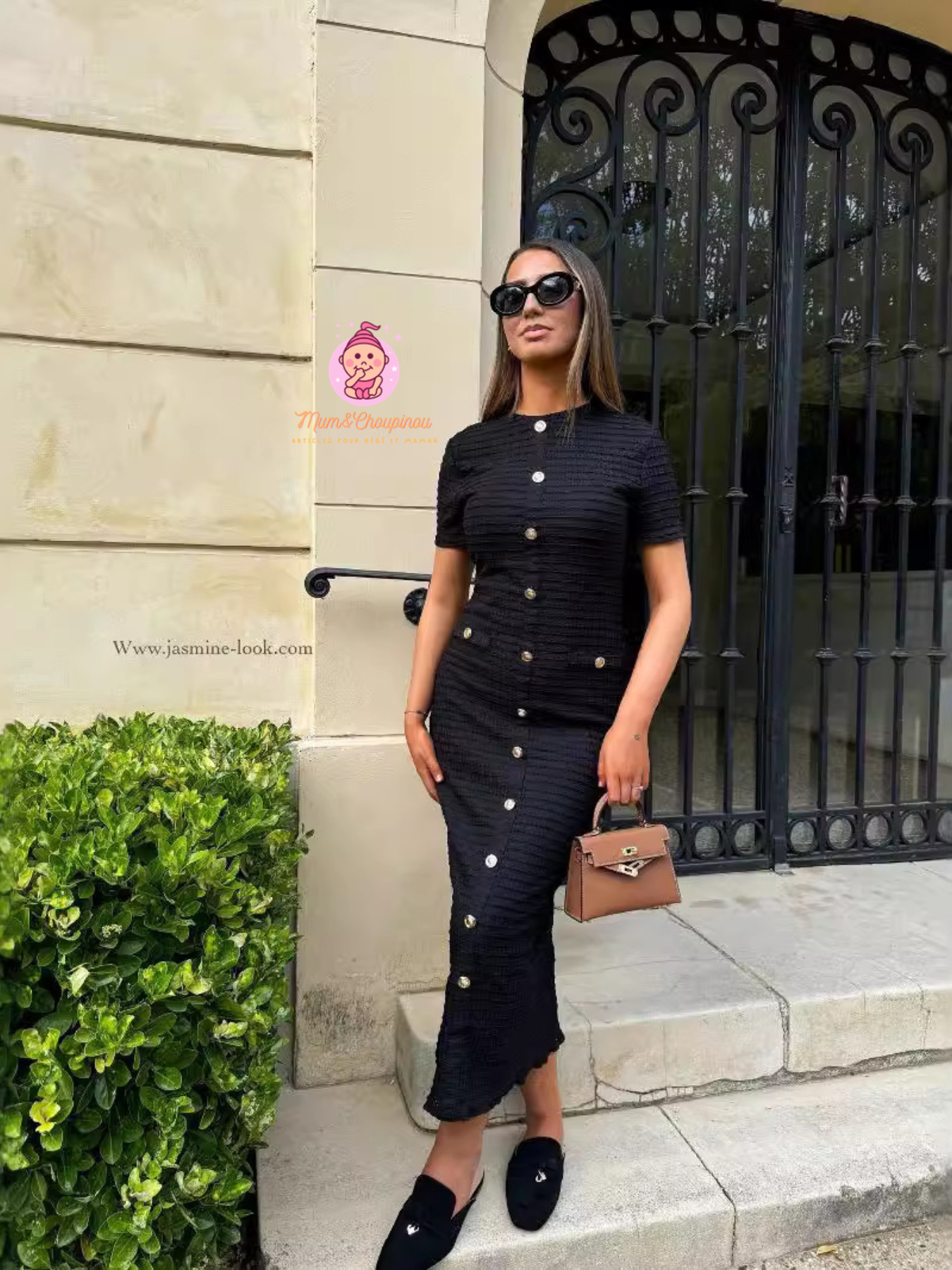 Robe en maille boutonnée