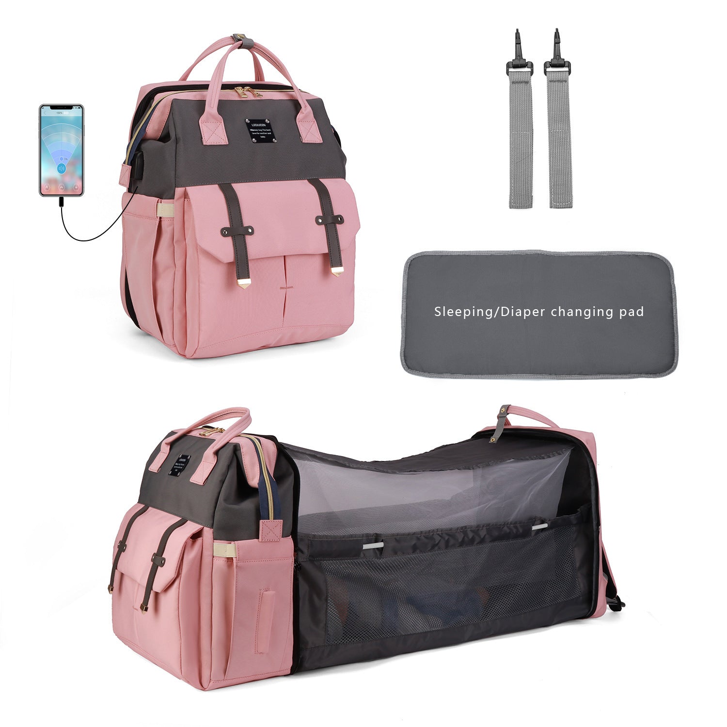 Sac à langer avec matelas intégré et accessoires - Mum&Choupinou #