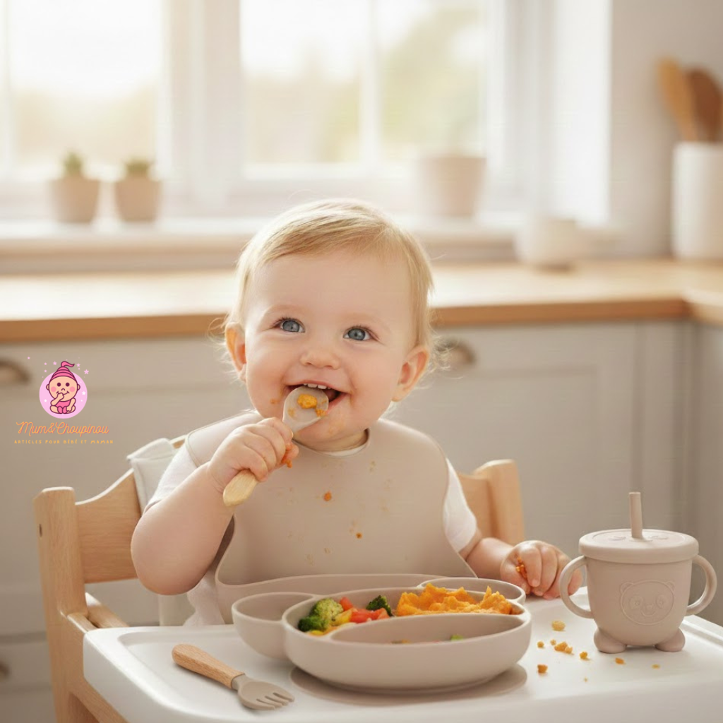 Kit de couverts bébé en silicone alimentaire