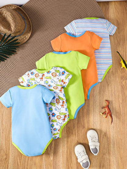 Lot de 5 bodys manches courtes pour bébé